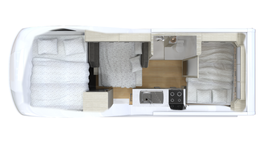 Layout s'nachts van de Cruisin' 6 Berth Deluxe