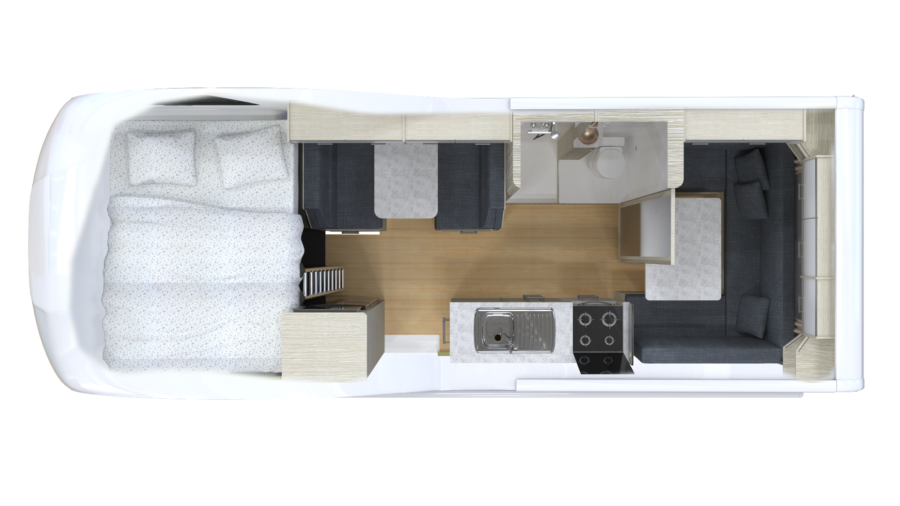 Layout overdag van de Cruisin' 6 Berth Deluxe