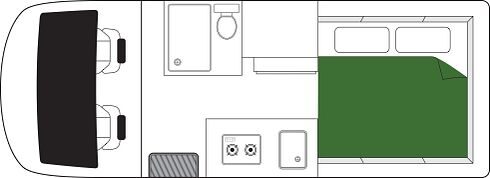 Britz Trailblazer Australië floorplan nacht