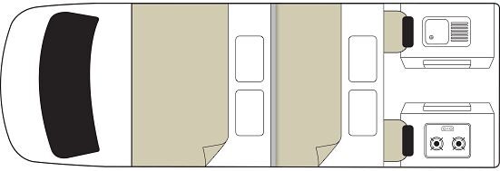 Floorplan nacht van de Mighty Lite DeLITE in Australië