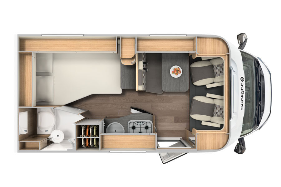 Floorplan layout 3 van de McRent Compact Plus in Nieuw-Zeeland