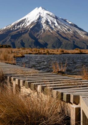 Boardwalk bij Te Papa-Kura-o-Taranaki in Nieuw-Zeeland