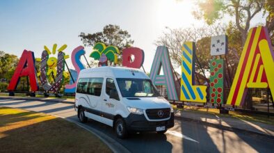 Mighty Double Down rijdt langs Australia letters