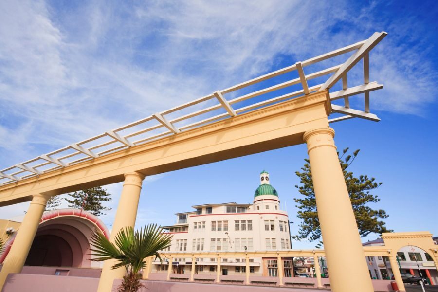 Art deco architectuur in de stad Napier op het Noordereiland