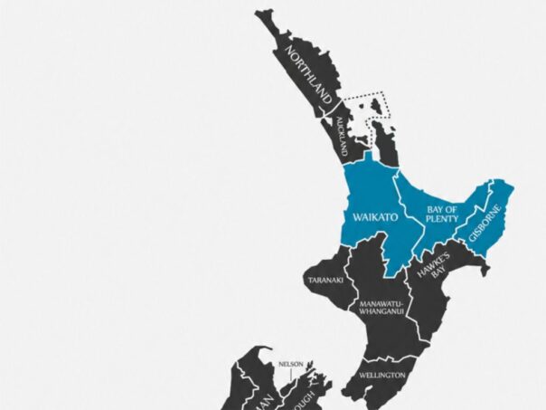 Kaart Noordereiland Nieuw-Zeeland met centraal deel erop