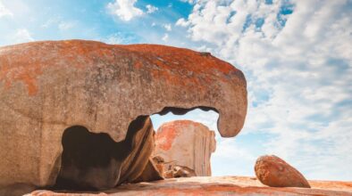 De rode rotsen van de Remarkable Rocks op Kangaroo Island